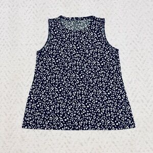 Nine West Soft Spun Travelers Knit Tank Top Size Medium Black White Sleeveless